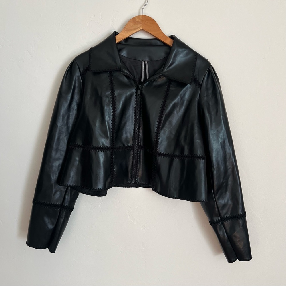 Anthroplogie The Freya Faux Leather Whip-Stitch Swing Jacket - Picture 5 of 9